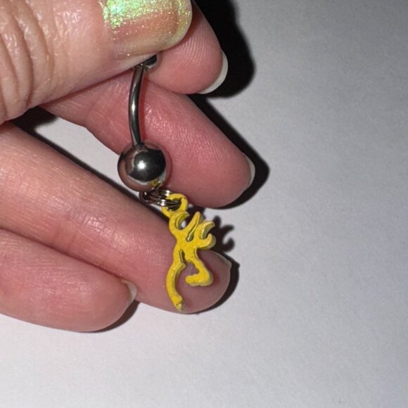 Yellow Browning Dangle Belly Ring - Picture 3 of 6